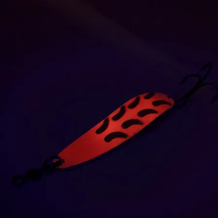 Vintage Luhr Jensen Krocodile Die #4 UV, 1/2oz Pink / Yellow / Brass fishing spoon #9080