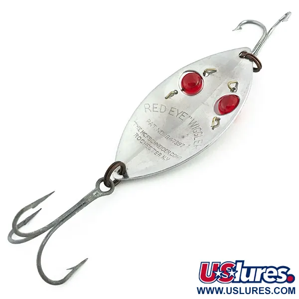 Vintage Hofschneider Red Eye Wiggler, 1oz Nickel / Red fishing spoon #9088