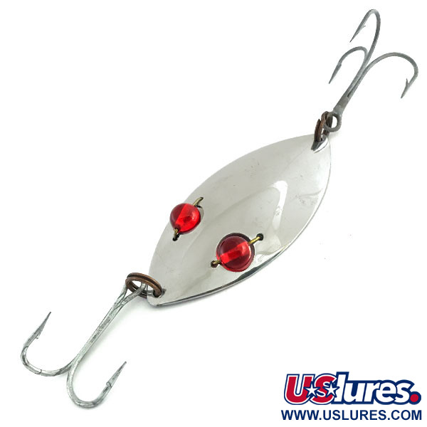 Vintage  Hofschneider Red Eye Wiggler, 1oz Nickel / Red fishing spoon #9088