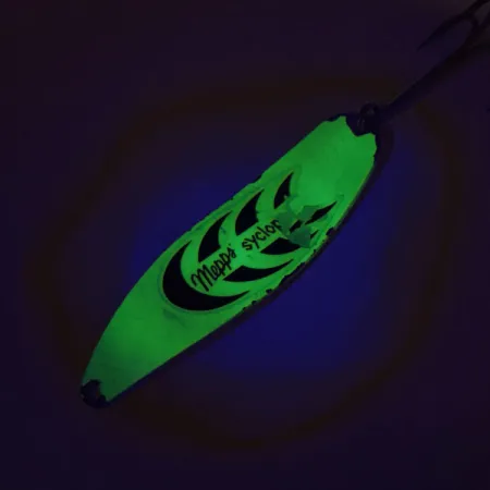 Vintage Mepps Syclops 3, 1oz Chartreuse / Silver fishing spoon #9090