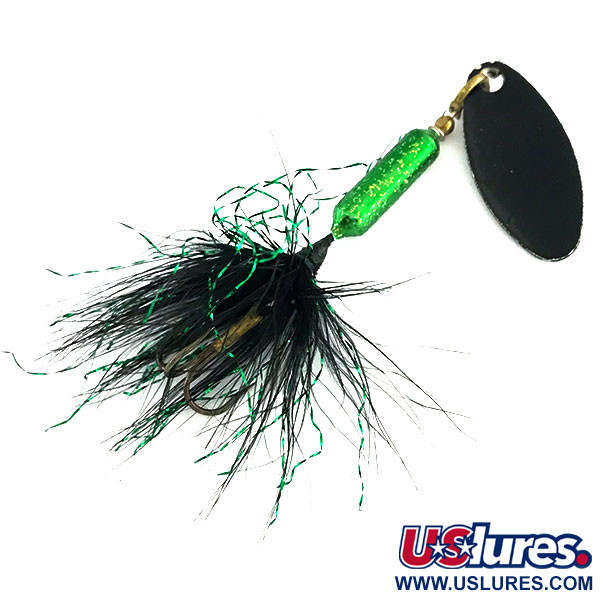 Vintage  Yakima Bait Worden’s Original Rooster Tail, 1/8oz Black / Green spinning lure #9094