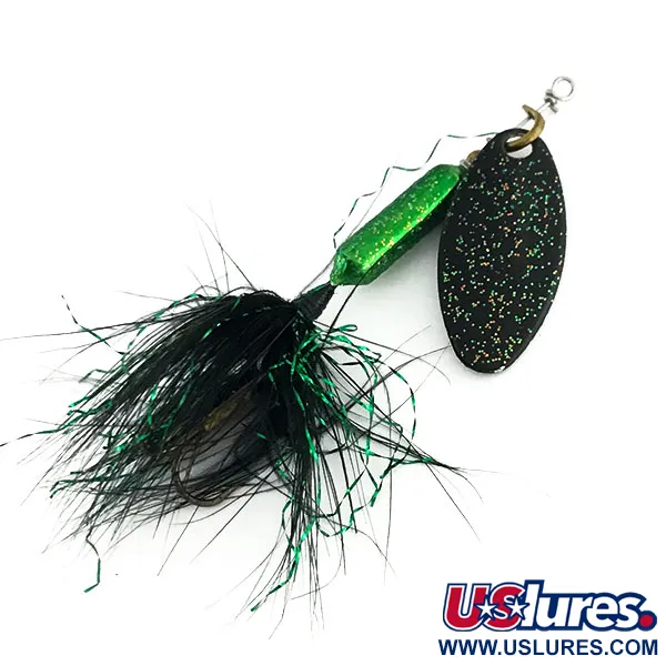 Vintage  Yakima Bait Worden’s Original Rooster Tail, 1/8oz Black / Green spinning lure #9094
