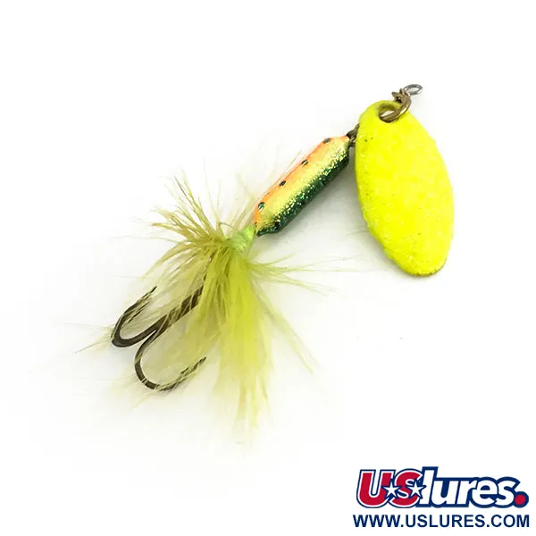 Vintage  Yakima Bait Worden’s Original Rooster Tail, 1/8oz Chartreuse / Green spinning lure #9095