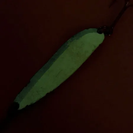 Vintage Luhr Jensen Krocodile Die #4 Glow, White / Green / Nickel fishing spoon #9136