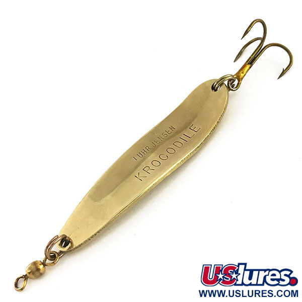 Vintage  Luhr Jensen Krocodile Die #4, 1/2oz Hammered Gold fishing spoon #9139