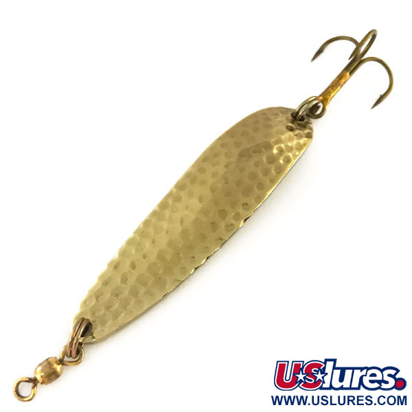 Vintage  Luhr Jensen Krocodile Die #4, 1/2oz Hammered Gold fishing spoon #9139