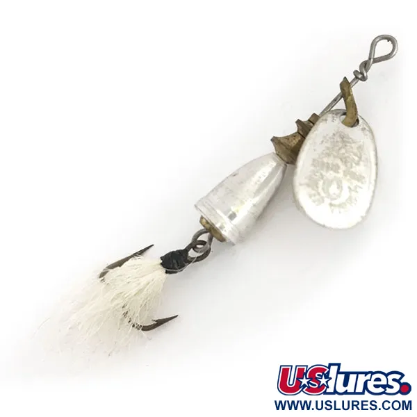 Vintage Blue Fox Super Vibrax 0 Foxtail, 1/8oz Silver spinning lure #9146