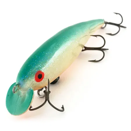 Vintage Bill Norman Rip N Ric Jerk , 2/3oz White / Orange / Green fishing lure #9161