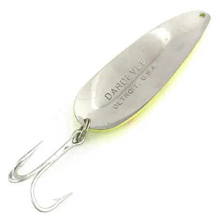 Vintage Eppinger Dardevle UV, 1oz Yellow / Red / Nickel fishing spoon #9163