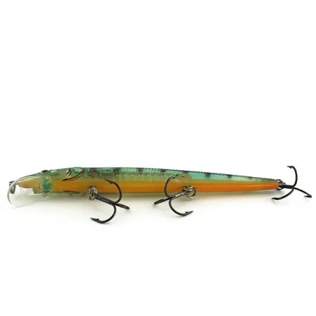 Vintage Rapala Husky Jerk HJ 14, 2/3oz Green Tiger fishing lure #9202