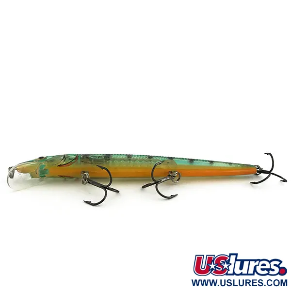 Vintage Rapala Husky Jerk HJ 14, 2/3oz Green Tiger fishing lure #9202
