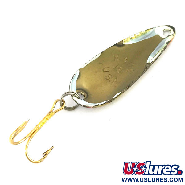Vintage  Worth Chippewa Steel Spoon, 3/16oz Bronze (Brass) / Gold / Green fishing spoon #9205