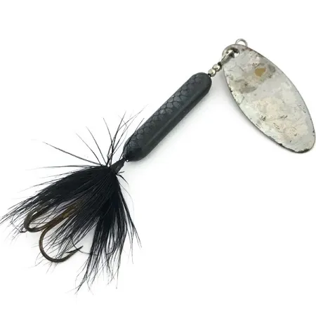 Vintage Yakima Bait Worden’s Original Rooster Tail, 2/5oz Silver / Black spinning lure #9211