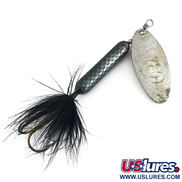 Vintage  Yakima Bait Worden’s Original Rooster Tail, 2/5oz Silver / Black spinning lure #9211