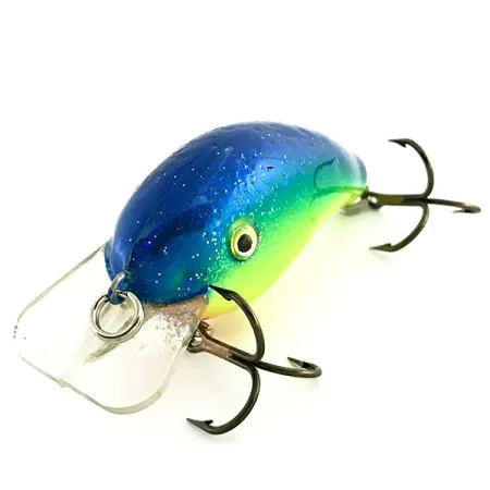 Vintage Strike King KVD 1.5 Hard Knock square bill, 1/3oz Chart / Blue Glitter fishing lure #9280