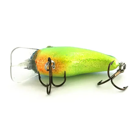 Vintage Strike King KVD 1.5 Hard Knock square bill, 1/3oz Chart / Blue Glitter fishing lure #9280
