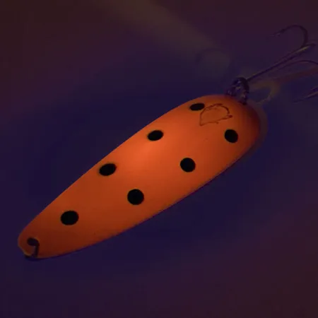 Vintage Eppinger Dardevle UV, 1oz Orange Red / Black / Nickel fishing spoon #9289