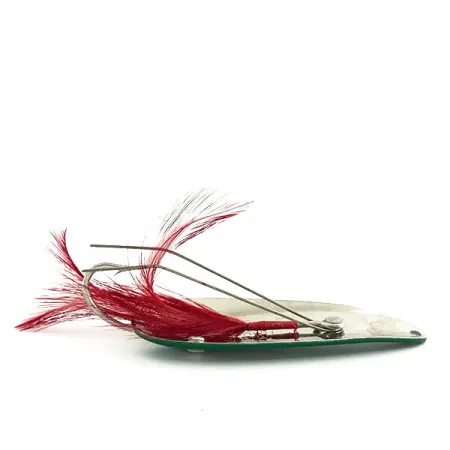 Vintage Eppinger Weedless Dardevle Dardevlet, 3/4oz Green / White / Nickel fishing spoon #9290
