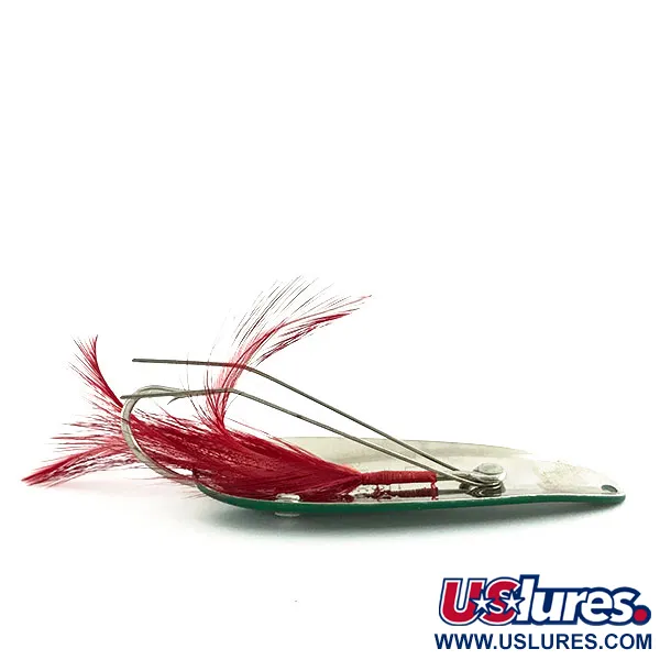 Vintage  Eppinger Weedless Dardevle Dardevlet, 3/4oz Green / White / Nickel fishing spoon #9290