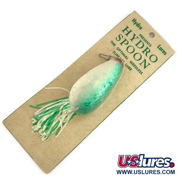  Hydro Lures Weedless Hydro Spoon, 3/5oz White / Green fishing lure #9294