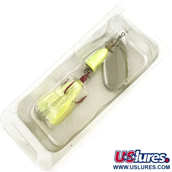Blue Fox Super Vibrax 5 Glow, 1/2oz Nickel / Chartreuse spinning lure #9295