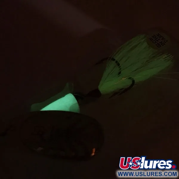 Blue Fox Super Vibrax 5 Glow, 1/2oz Nickel / Chartreuse spinning lure #9295