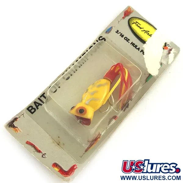   Fred Arbogast Hula Popper, 3/16oz Yellow / Red fishing lure #9299