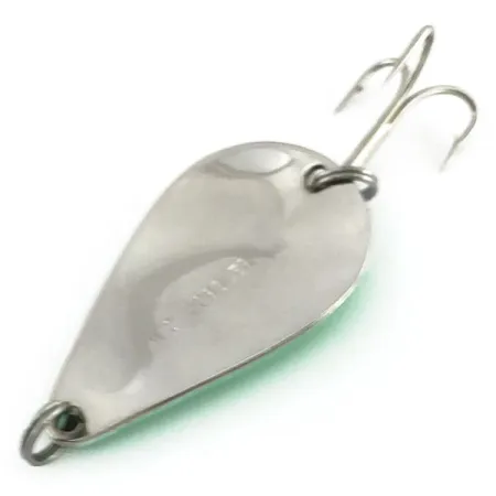 Vintage Acme K.O. Wobbler Glow, 3/4oz White / Green glow (Glow in Dark) fishing spoon #9370