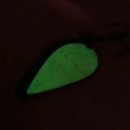 Vintage Acme K.O. Wobbler Glow, 3/4oz White / Green glow (Glow in Dark) fishing spoon #9370
