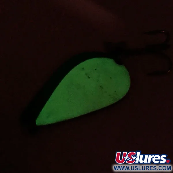 Vintage Acme K.O. Wobbler Glow, 3/4oz White / Green glow (Glow in Dark) fishing spoon #9370