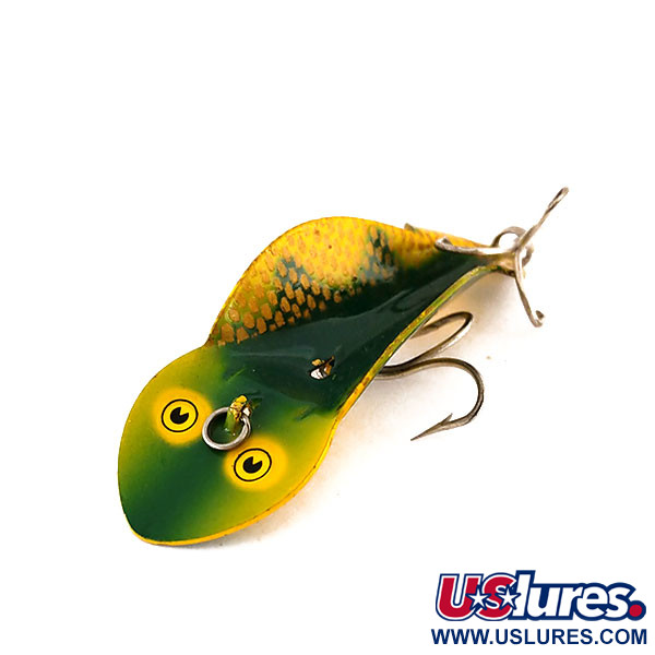 Vintage   Buck Perry Spoonplug, 1/3oz Frog (Yellow / Green) fishing spoon #9400