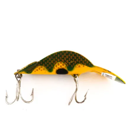 Vintage Buck Perry Spoonplug, 1/3oz Frog (Yellow / Green) fishing spoon #9400