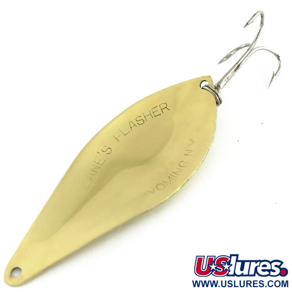 Vintage  Lanes Tackle & Bait Lane's Flasher, 2/3oz Gold fishing spoon #9423