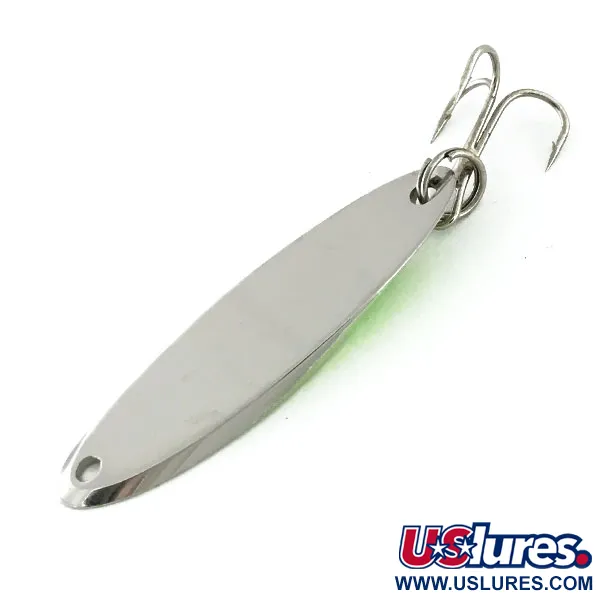 Vintage Acme Kastmaster UV, 3/8oz Nickel / Green fishing spoon #9459