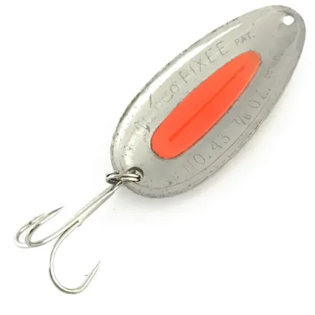 Vintage Nebco Pixee UV, 3/4oz Hammered Nickel / Pink fishing spoon #9460