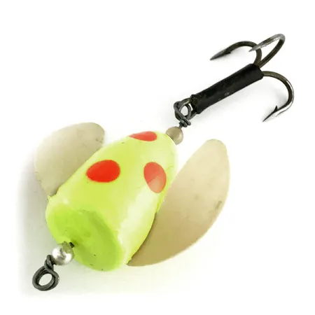 Vintage Shur Strike Spin-n-Glo UV, 1/4oz Yellow / Red spinning lure #9477