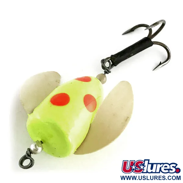Vintage  Shur Strike Spin-n-Glo UV, 1/4oz Yellow / Red spinning lure #9477