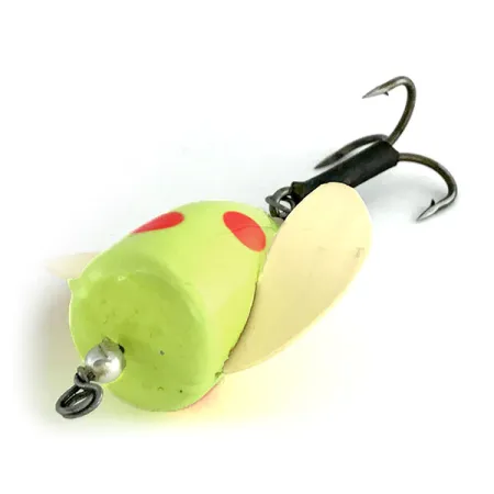 Vintage Shur Strike Spin-n-Glo UV, 1/4oz Yellow / Red spinning lure #9477