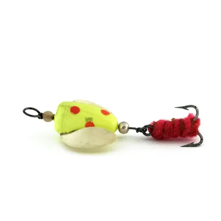Vintage Shur Strike Spin-n-Glo UV, 1/8oz Yellow / Red spinning lure #9479