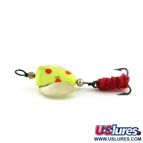 Vintage  Shur Strike Spin-n-Glo UV, 1/8oz Yellow / Red spinning lure #9479