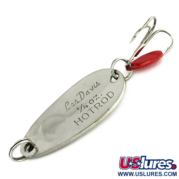 Vintage Luhr Jensen Les Davis Hotrod, 1/4oz Nickel / Red fishing spoon #9484
