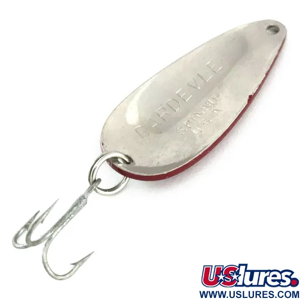Vintage Eppinger Dardevle Spinnie, 1/3oz Red / White / Nickel fishing spoon #9490