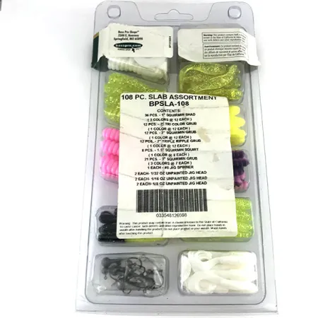 Bass Pro Shops Tournament Series 108pcs soft bait, Chartreuse / Pink / White fishing #9514