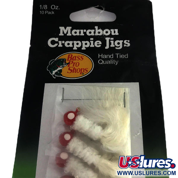   Bass Pro Shops Marabou Crappie Jig, 1/8oz White / Red fishing #9515
