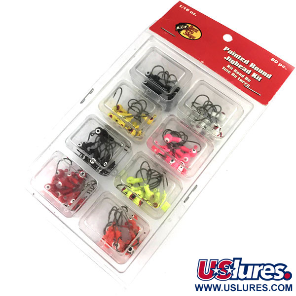   Bass Pro Shops Painted Round Jighead Kit, 3/32oz Red / Pink / Yellow / Chartreuse / Brown / White / Black / Orange fishing #9516