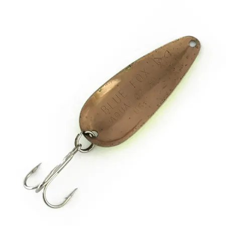 Vintage Blue Fox Aqua Spoon, 1/3oz Chartreuse / Black / Bronze (Brass) fishing spoon #9525