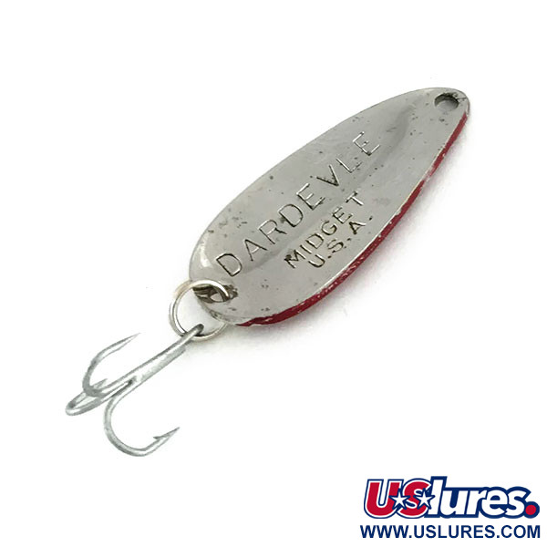 Vintage  Eppinger Dardevle Midget, 3/16oz Red / White / Nickel fishing spoon #9534