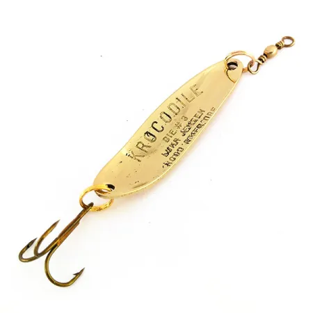 Vintage Luhr Jensen Krocodile Die #3, 1/3oz Gold fishing spoon #9572