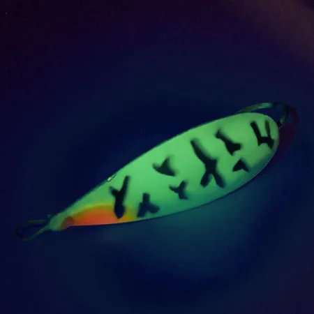 Vintage Weedless Johnson Silver Minnow UV, 1/3oz Fire Tiger fishing spoon #9574