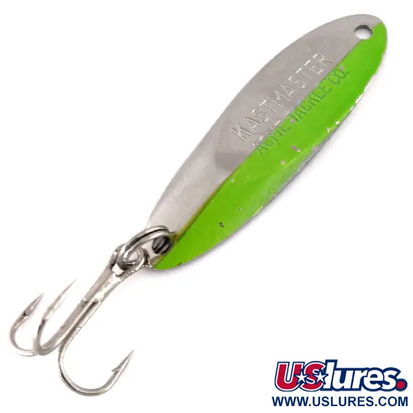 Vintage Acme Kastmaster , 3/8oz Nickel / Green fishing spoon #9587